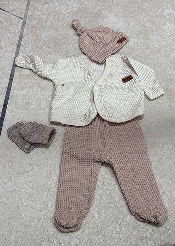 Bebek Kız Örgü Beyaz Takım - Görsel 2