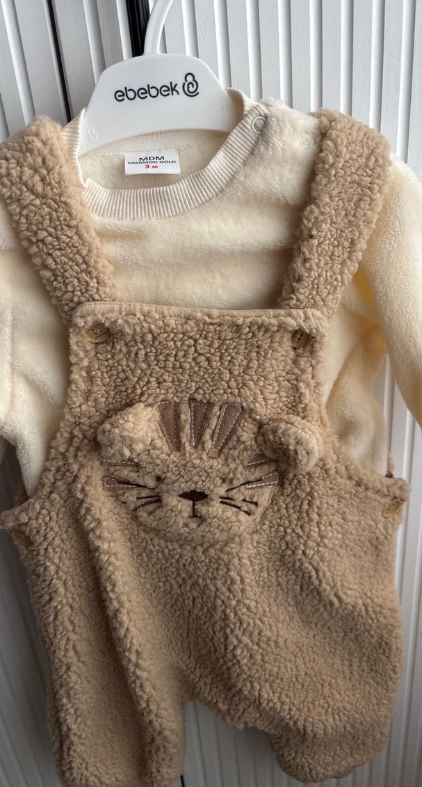 Kürklü Bej Bebek Tulum - Görsel 3