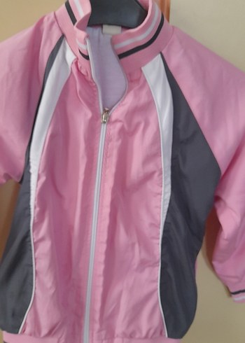 Kız Çocuk Pembe ve Gri Fermuarlı Ceket