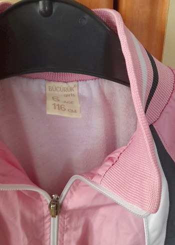 6 Yaş Beden Kız Çocuk Pembe ve Gri Fermuarlı Ceket