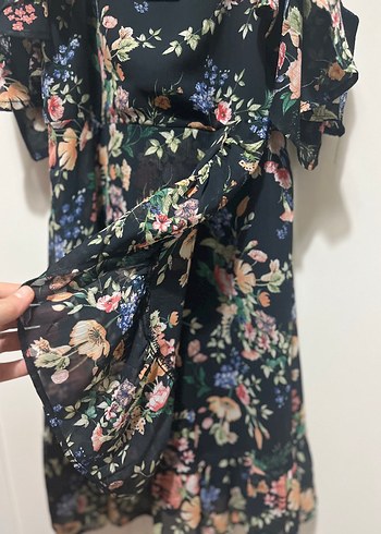 s Beden lacivert Renk Stradivarius marka Çiçek Desenli mini elbise