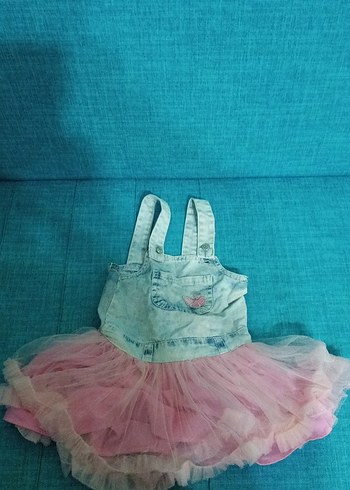 18-24 ay Kız Çocuk Pembe Askılı Fırfırlı Elbise