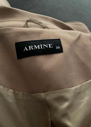 36 Beden camel Renk ARMİNE Bej Süet Midi Trençkot