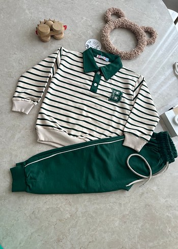 Düğmeli Çizgili Erkek Sweatshirt ve Eşofman - Görsel 2