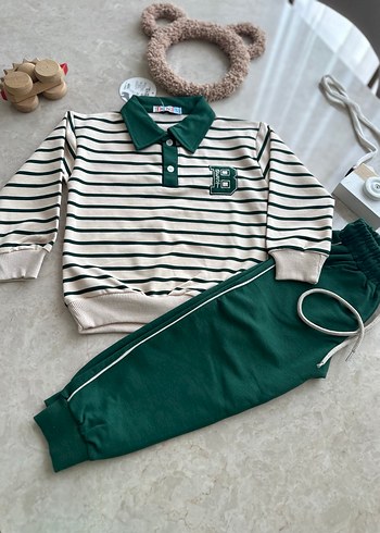 Düğmeli Çizgili Erkek Sweatshirt ve Eşofman - Görsel 3