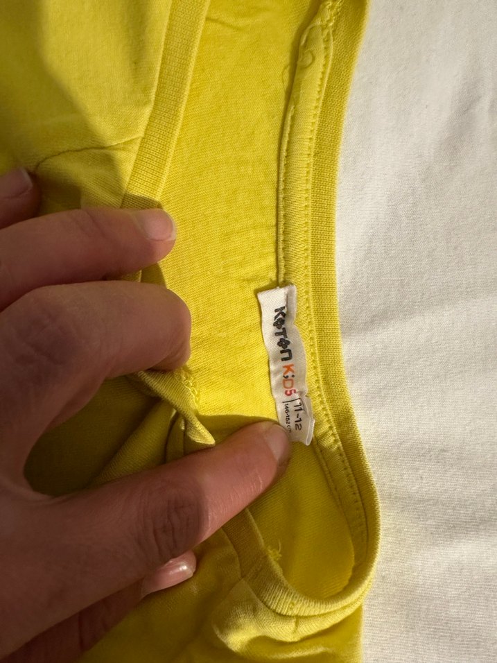 Kız Çocuk Sarı Kısa Kollu Basic Tişört - Görsel 3