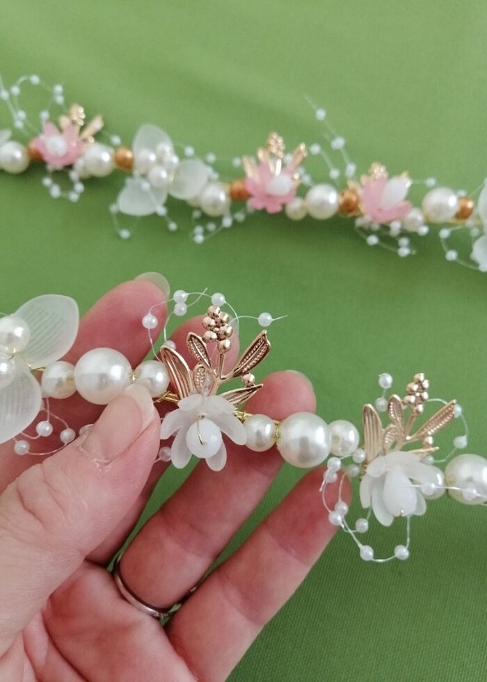 İNCİLİ ÇİÇEKLİ TAÇ - Görsel 2