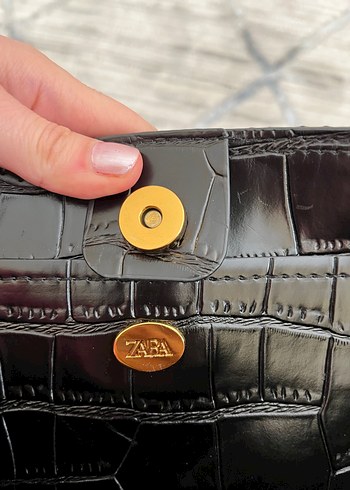 Beden siyah Renk Siyah Deri Yılan Desenli Zincir Detaylı Çanta