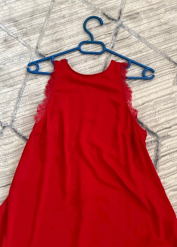 H&M Kolsuz kısa Kırmızı Salaş Elbise