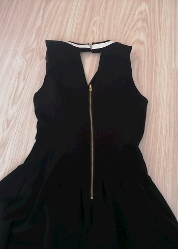 Siyah Beyaz V Yaka Mini Elbise - Görsel 5