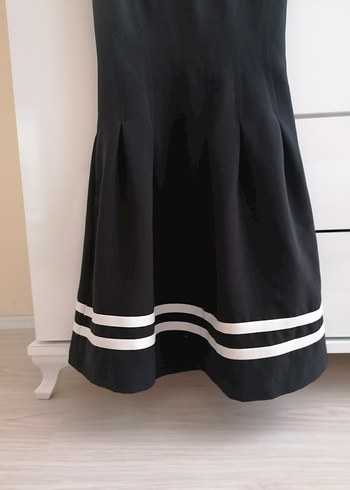 Siyah Beyaz V Yaka Mini Elbise - Görsel 8