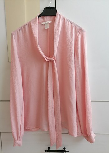 H&M Pembe Keten Kadın V Yaka Gömlek