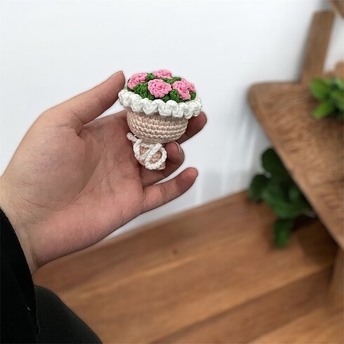  Beden beyaz Renk Buket anahtarlık amigurumi