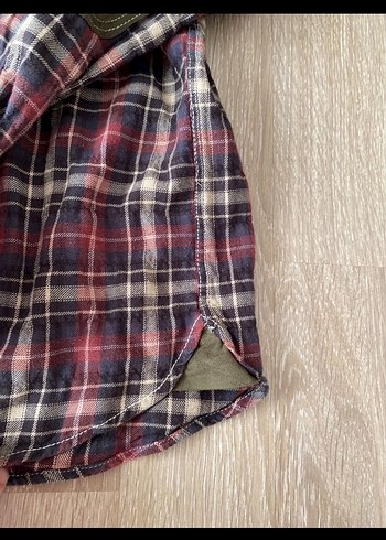 Düğmeli Bordo Ekoseli erkek Gömlek - Görsel 2