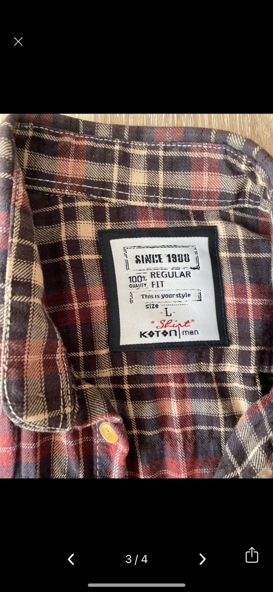 Düğmeli Bordo Ekoseli erkek Gömlek - Görsel 3
