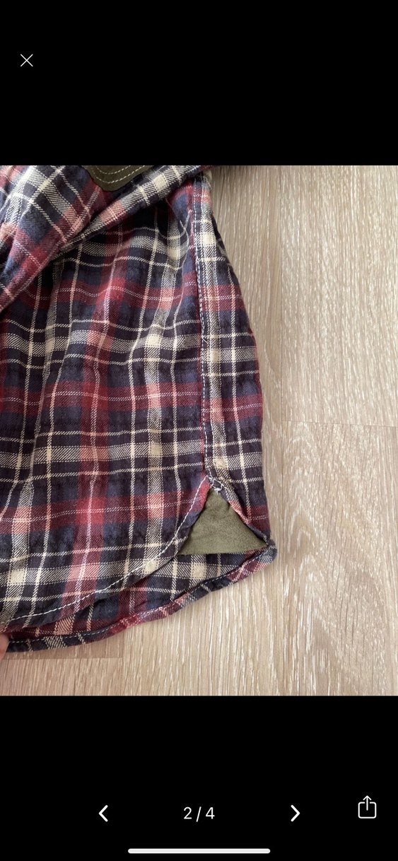 Düğmeli Bordo Ekoseli erkek Gömlek - Görsel 2