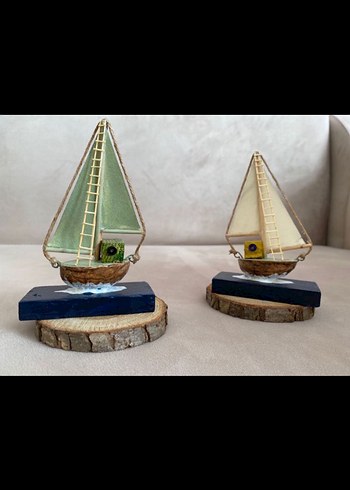 Mavi Yelkenli Ahşap Denizci Figürleri - Görsel 2