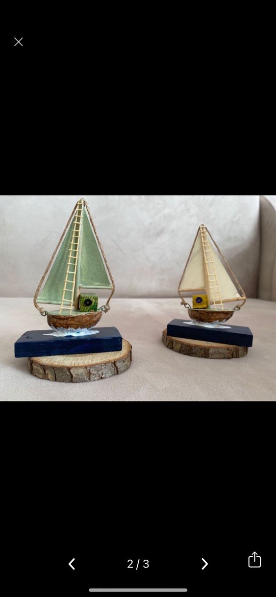 Mavi Yelkenli Ahşap Denizci Figürleri - Görsel 2