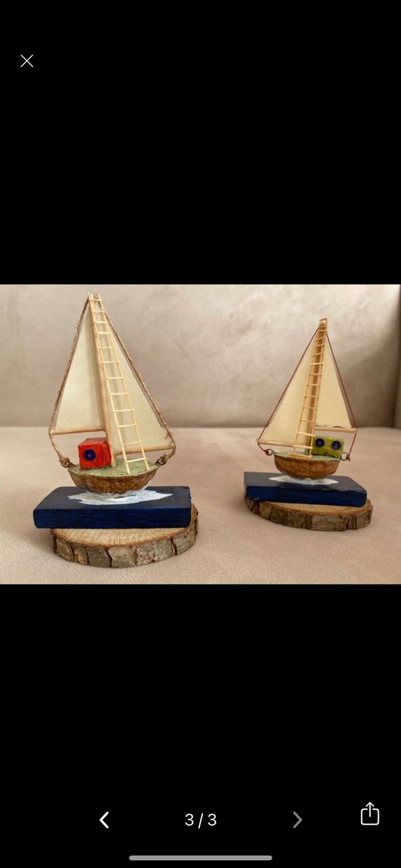 Mavi Yelkenli Ahşap Denizci Figürleri - Görsel 3