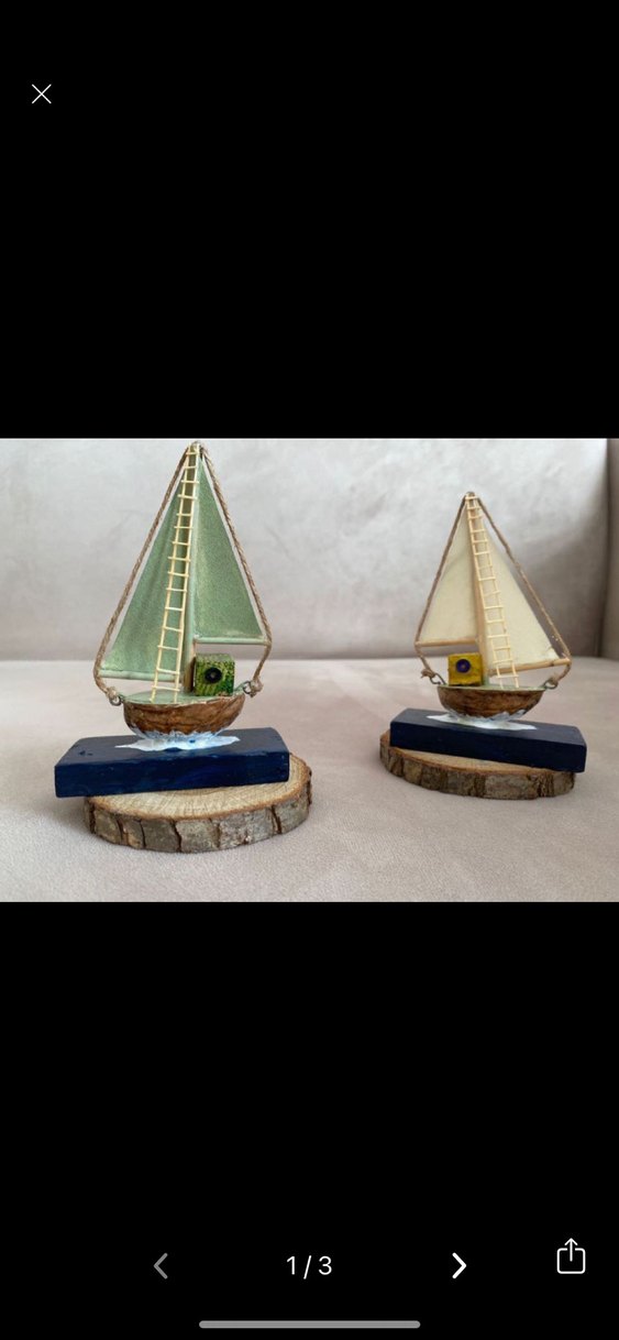Mavi Yelkenli Ahşap Denizci Figürleri - Görsel 4