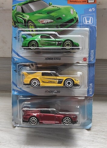 Hot Wheels Honda S2000 Üçlü Set (Bordo-Sarı-Yeşil)