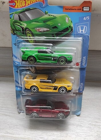 Hot Wheels Honda S2000 Üçlü Set (Bordo-Sarı-Yeşil)