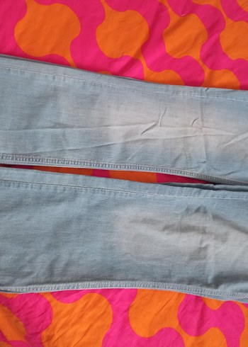 Kadın Mavi Denim Tie-Dye Geniş Paça Pantolon - Görsel 3