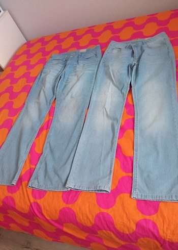 Kadın Mavi Denim Tie-Dye Geniş Paça Pantolon - Görsel 2