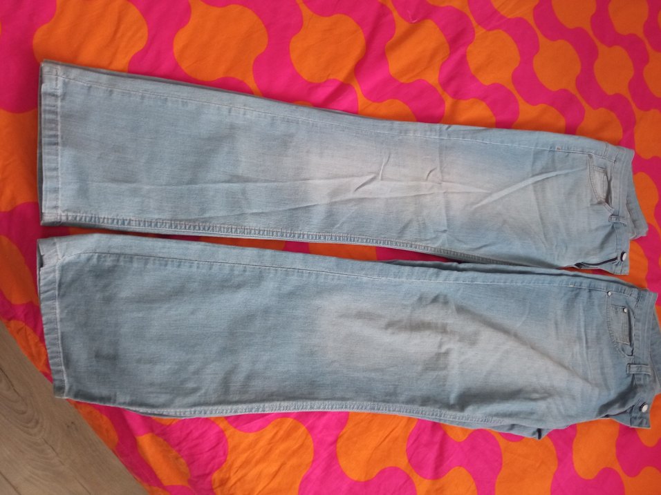 Kadın Mavi Denim Tie-Dye Geniş Paça Pantolon - Görsel 3