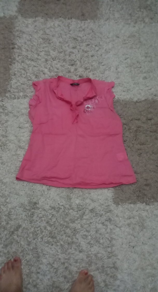 Pembe Keten V Yakalı Bluz - Görsel 2