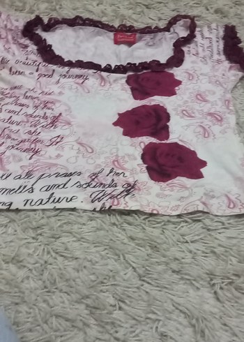 Bordo Fırfırlı Kız Çocuk Bluz - Görsel 3