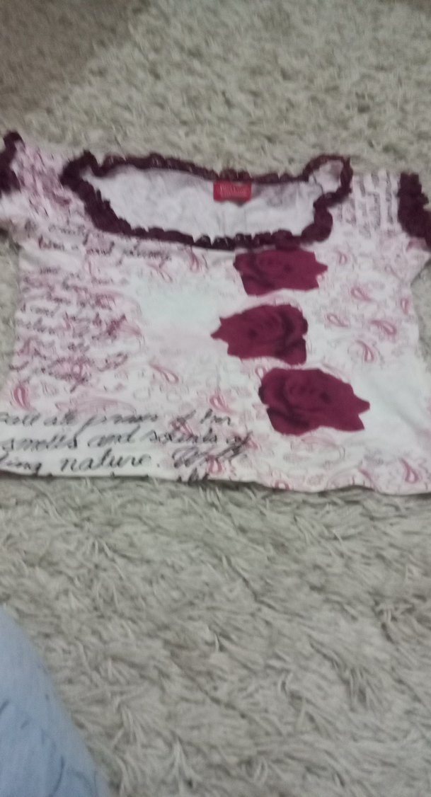 Bordo Fırfırlı Kız Çocuk Bluz - Görsel 2