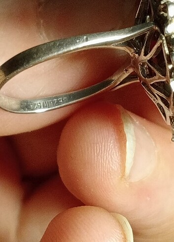 Beden 925 Ayar Çiçekli-Uğur Böcekli Otantik Gümüş Yüzük