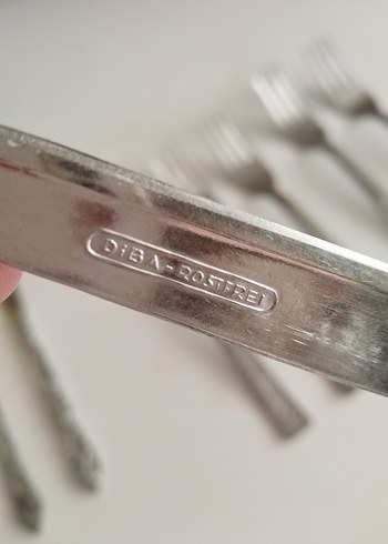 American Vintage Gri Çiçek Desenli Çatal Seti