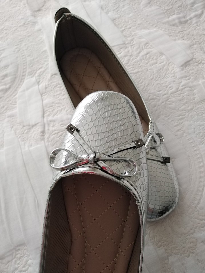 Gri Yılan Desenli Dolgu Topuk Kadın Babet - Görsel 2