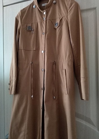 Bej Kadın Uzun Trençkot - Görsel 4