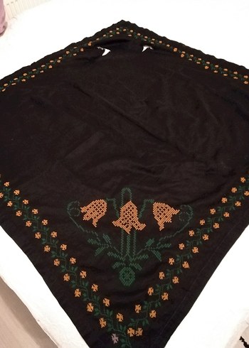 Değerlendirmelik kanaviçe Nakışlı Siyah Kumaş - Görsel 6