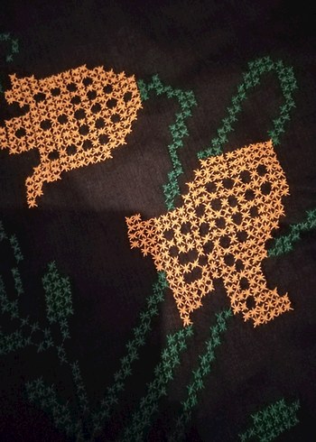 Değerlendirmelik kanaviçe Nakışlı Siyah Kumaş - Görsel 5