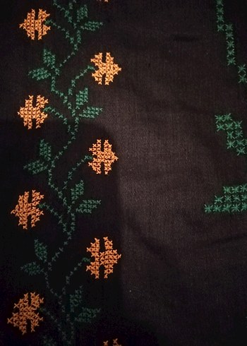 Değerlendirmelik kanaviçe Nakışlı Siyah Kumaş - Görsel 4