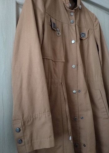 Uzun Hardal rengi Kadın Trençkot - Görsel 3