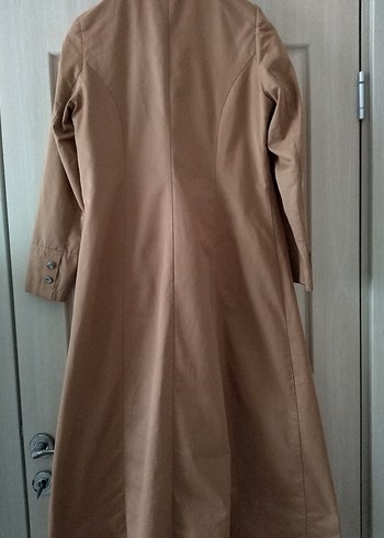 Uzun Hardal rengi Kadın Trençkot - Görsel 7