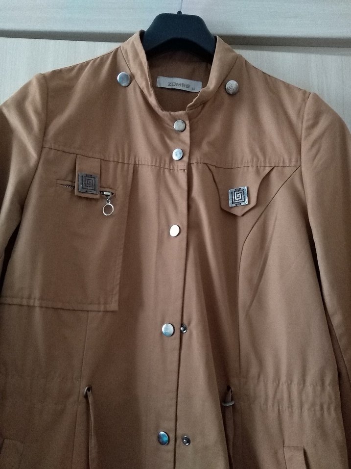 Uzun Hardal rengi Kadın Trençkot - Görsel 2