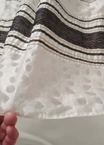 Bej Nakışlı Pilili midi boy Kadın Etek - Görsel 2