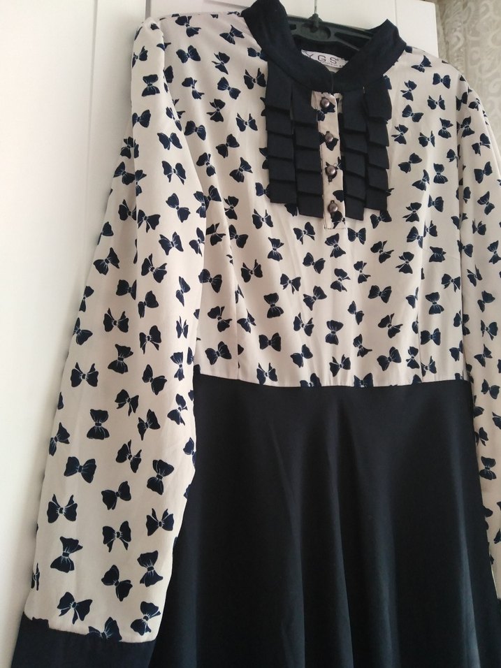 Pilise Detaylı Uzun Kollu Kadın Elbise - Görsel 2