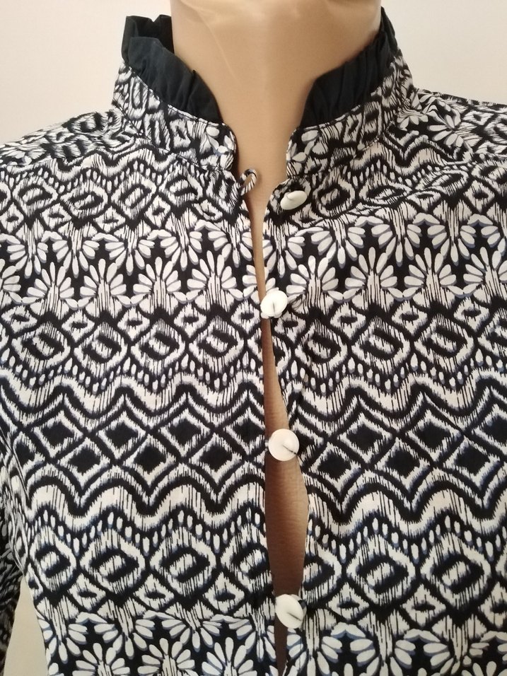 Desenli Bohem lacivert Uzun Kollu Bluz - Görsel 2