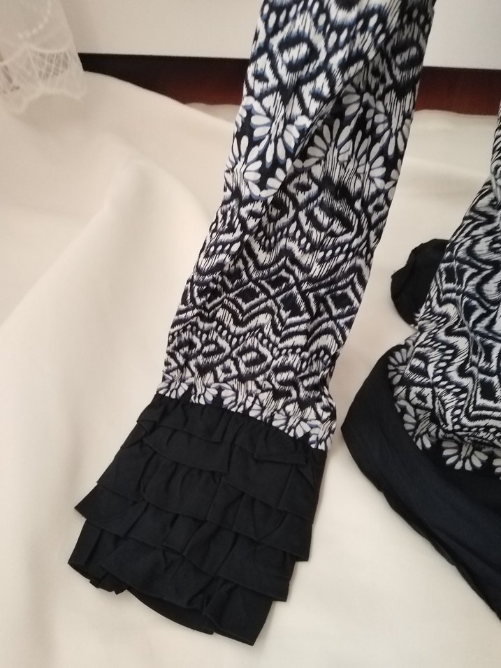 Desenli Bohem lacivert Uzun Kollu Bluz - Görsel 3