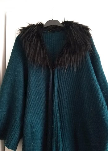 Uzun yeşil salaş hırka - Görsel 2