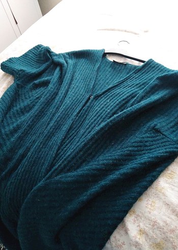 Uzun yeşil salaş hırka - Görsel 4