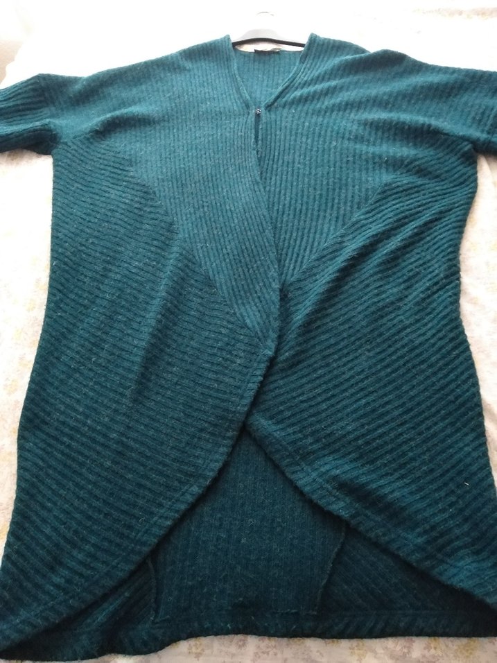 Uzun yeşil salaş hırka - Görsel 5