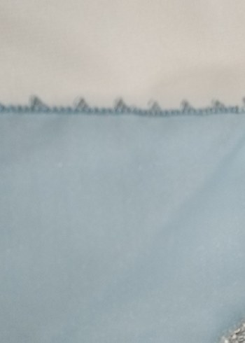 Mavi İpek Görünümlü iğne oyalı Kadın Şal - Görsel 6